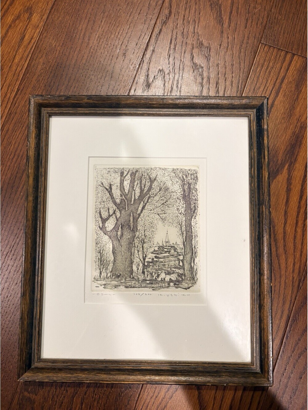 Kenji Ushiku "Locarno" Nature  Signed Framed Original Single Color Etching #106